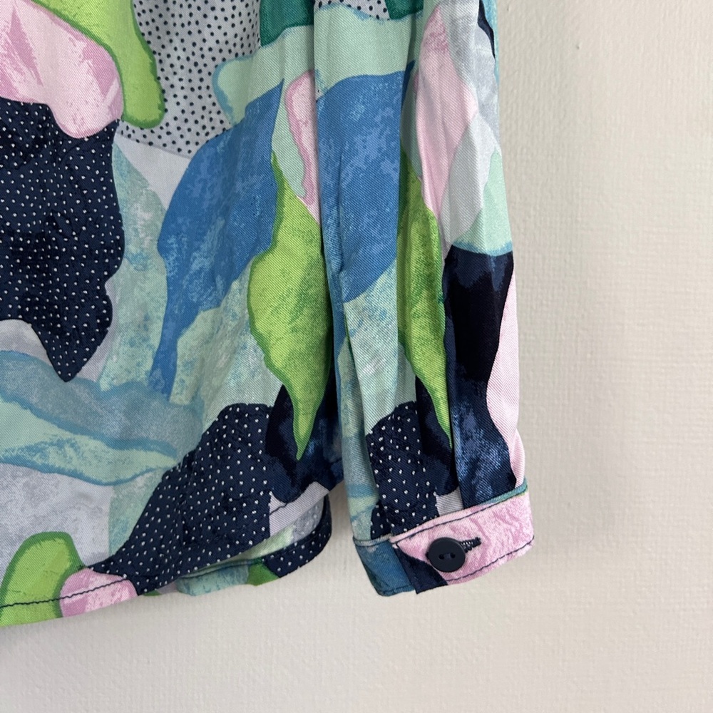 NIC+ZOE Colorful Abstract Popover Statement Blouse Breathable Artsy Office Top M - Picture 12 of 14